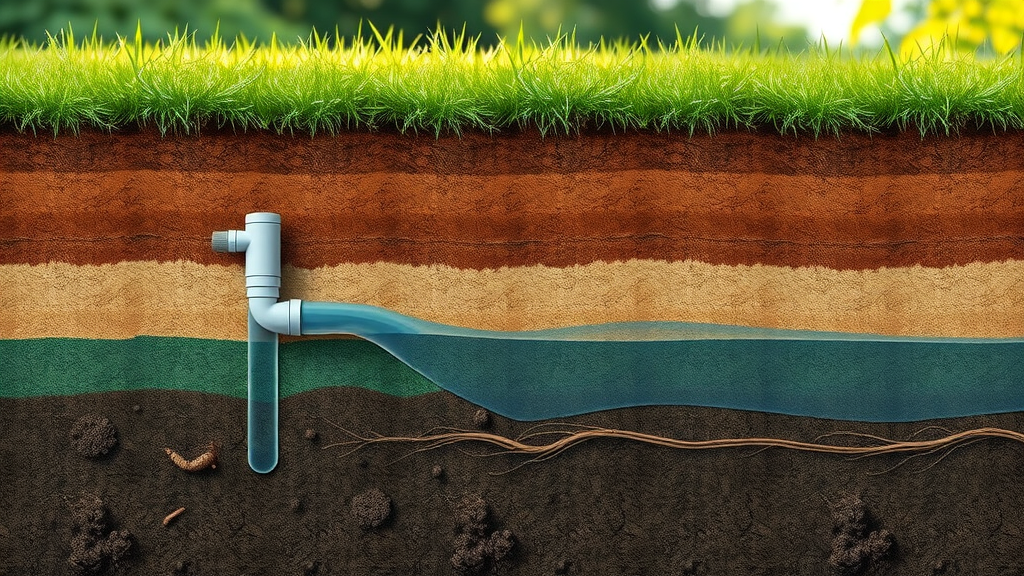 Detailed underground septic system cross-section for professional septic services