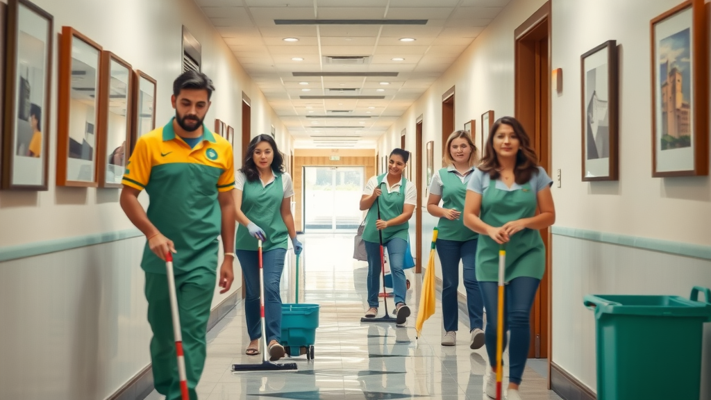 Professional janitorial staff ensuring spotless commercial space